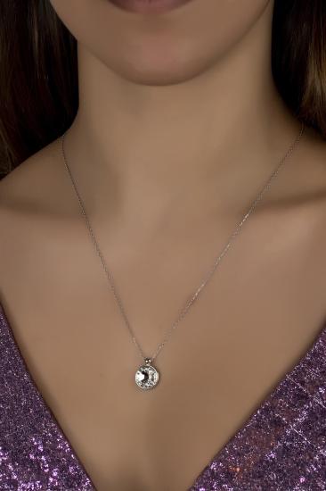 Union Crystal Kadın 10 mm Çerçeveli Gümüş Kolye