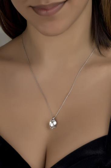 Union Crystal Kadın Oval Gümüş Kolye