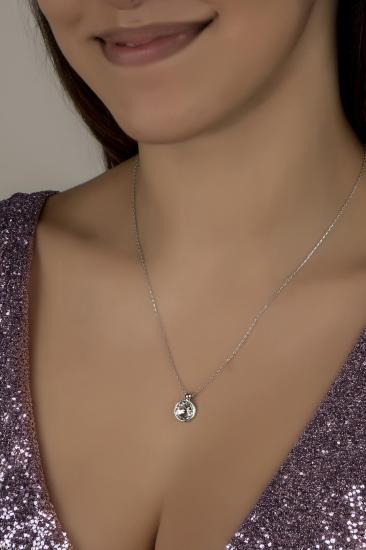 Union Crystal Kadın 8 mm Çerçeveli Gümüş Kolye