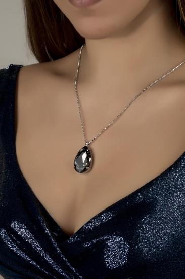 Union Crystal Kadın Black Diamond Damla Gümüş Kolye