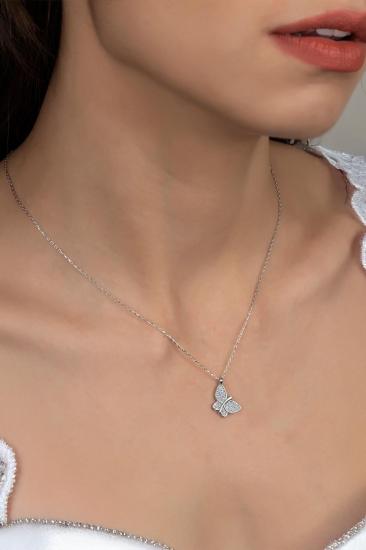 Union Zirconia Kadın Kelebek Gümüş Kolye