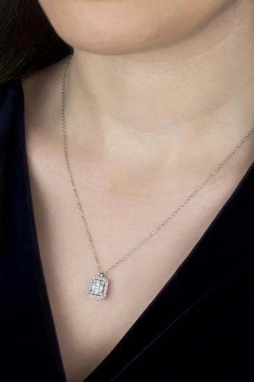 Union Zirconia Kadın Octagon Gümüş Kolye