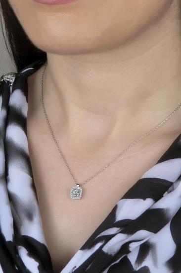 Union Zirconia Kadın Pırlanta Montür Gümüş Kolye