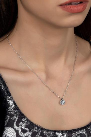 Union Zirconia Kadın Pırlanta Montür Gümüş Kolye