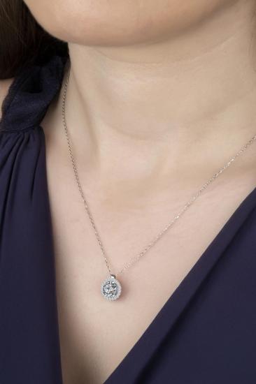 Union Zirconia Kadın Pırlanta Montür Gümüş Kolye