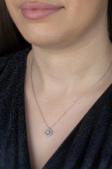Union Zirconia Kadın Pırlanta Montür Gümüş Kolye