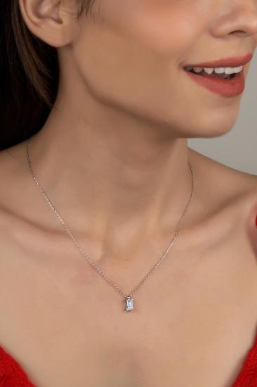 Union Zirconia Kadın Octagon Montür Gümüş Kolye