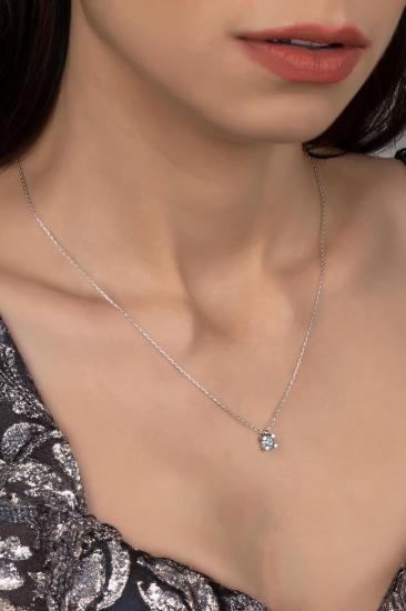 Union Zirconia Kadın Pırlanta Montür Gümüş Kolye
