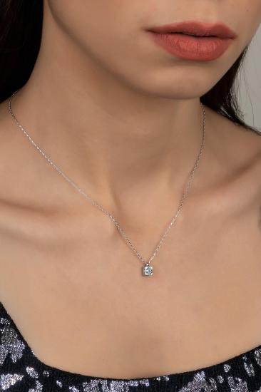 Union Zirconia Kadın Pırlanta Montür Gümüş Kolye