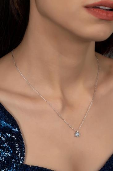 Union Zirconia Kadın Pırlanta Montür Gümüş Kolye