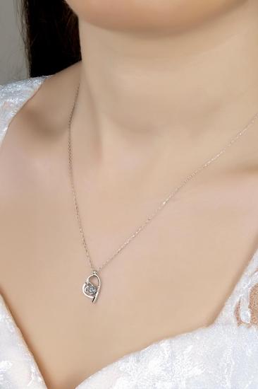 Union Zirconia Kadın Kalpgözü Tektaş Gümüş Kolye