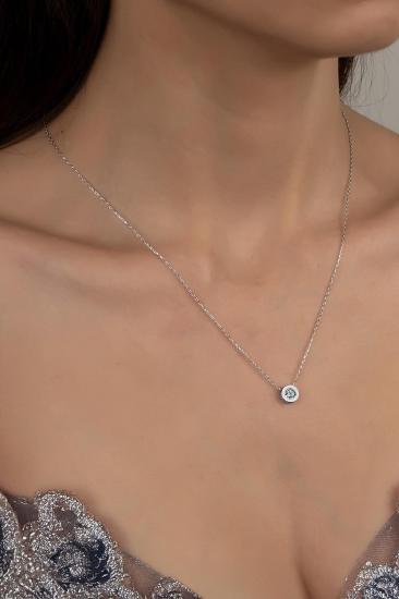 Union Zirconia Kadın Pırlanta Montür Gümüş Kolye