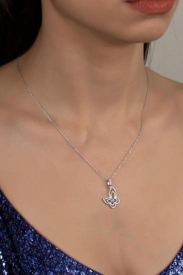 Union Zirconia Kadın Kelebek Gümüş Kolye