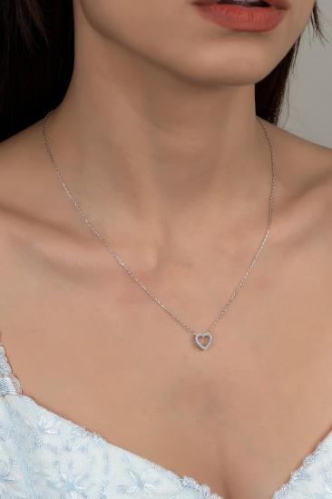 Union Zirconia Kadın Kalp Gümüş Kolye
