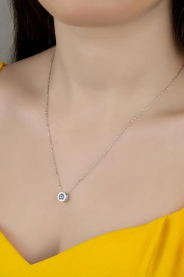 Union Zirconia Kadın 0.46 Karat Pırlanta Montür Gümüş Kolye