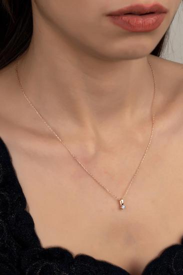 Union Zirconia Kadın Mini Tektaş Rose Gümüş Kolye
