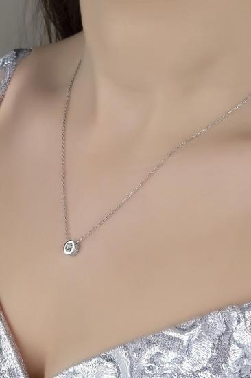 Union Zirconia Kadın 0.36 Karat Pırlanta Montür Gümüş Kolye