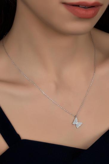 Union Zirconia Kadın Kelebek Gümüş Kolye
