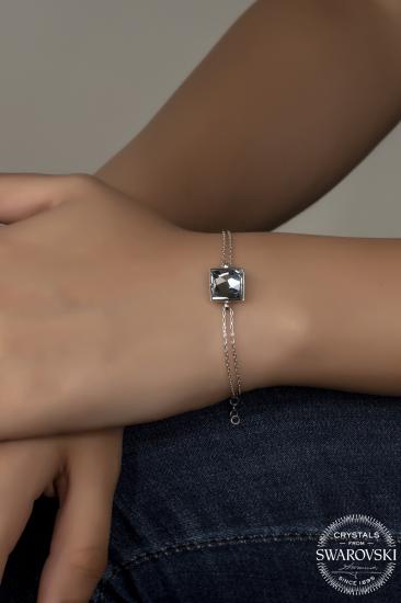 Union Crystal Kadın Asymmetric Square Gümüş Bileklik