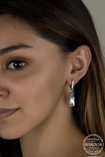Union Crystal Kadın Beyaz Baget Sallantılı Gümüş Küpe