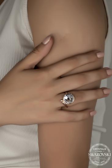 Union Crystal Kadın 14 mm Rose Gümüş Yüzük