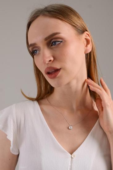 Union Crystal Kadın 12 mm Çerçeveli Gümüş Kolye