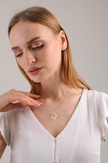 Union Crystal Kadın 22 mm Damla Gümüş Kolye