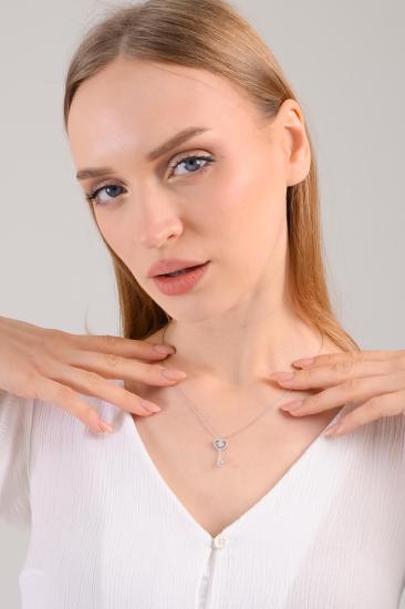 Union Zirconia Kadın Kalp Anahtarı Gümüş Kolye