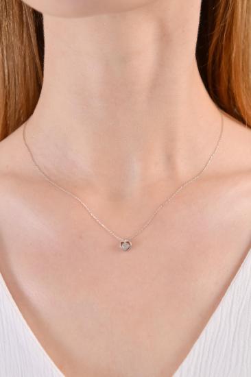 Union Zirconia Kadın Mini Kalp Pırlanta Montür Gümüş Kolye