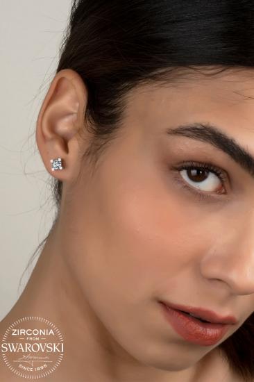 Union Zirconia Kadın Pırlanta Montür Tektaş Gümüş Küpe