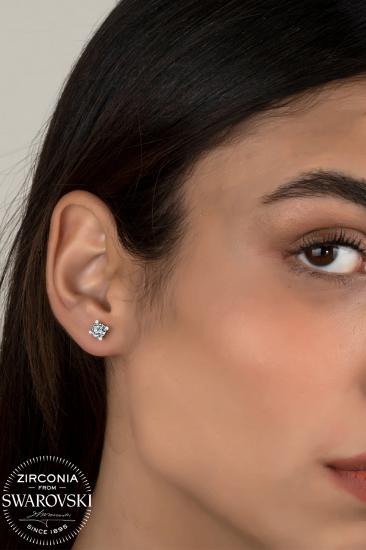 Union Zirconia Kadın 0.92 Karat Tektaş Gümüş Küpe