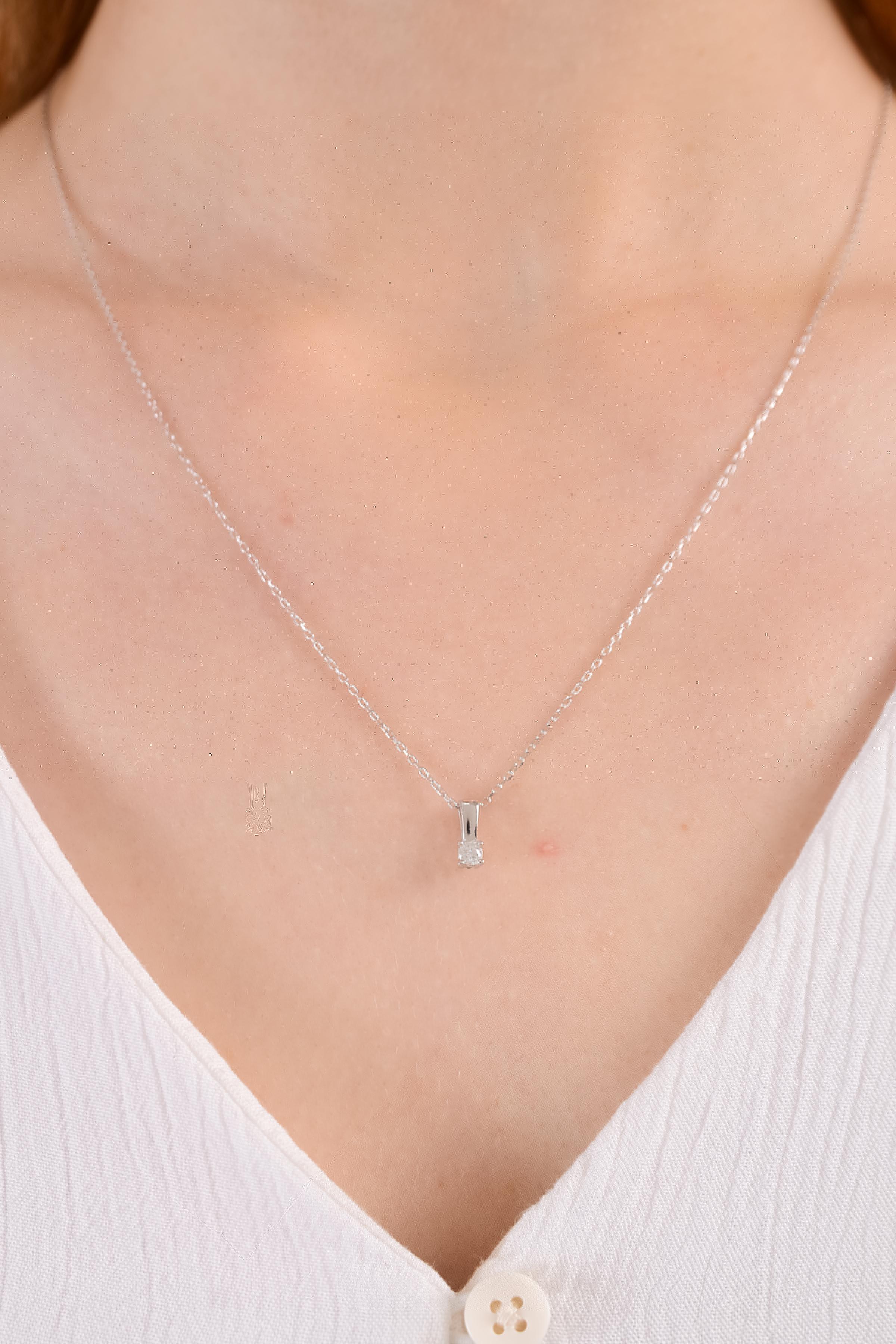 Union Zirconia Kadın Mini Tektaş Gümüş Kolye
