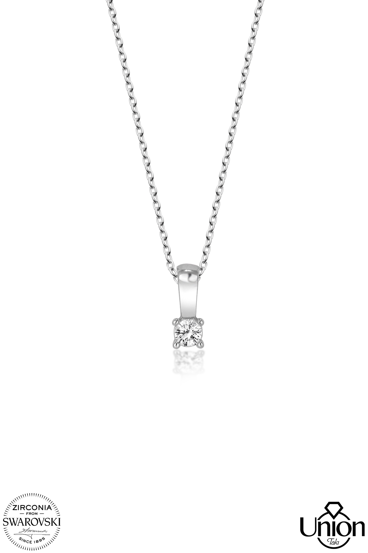 Union Zirconia Kadın Mini Tektaş Gümüş Kolye
