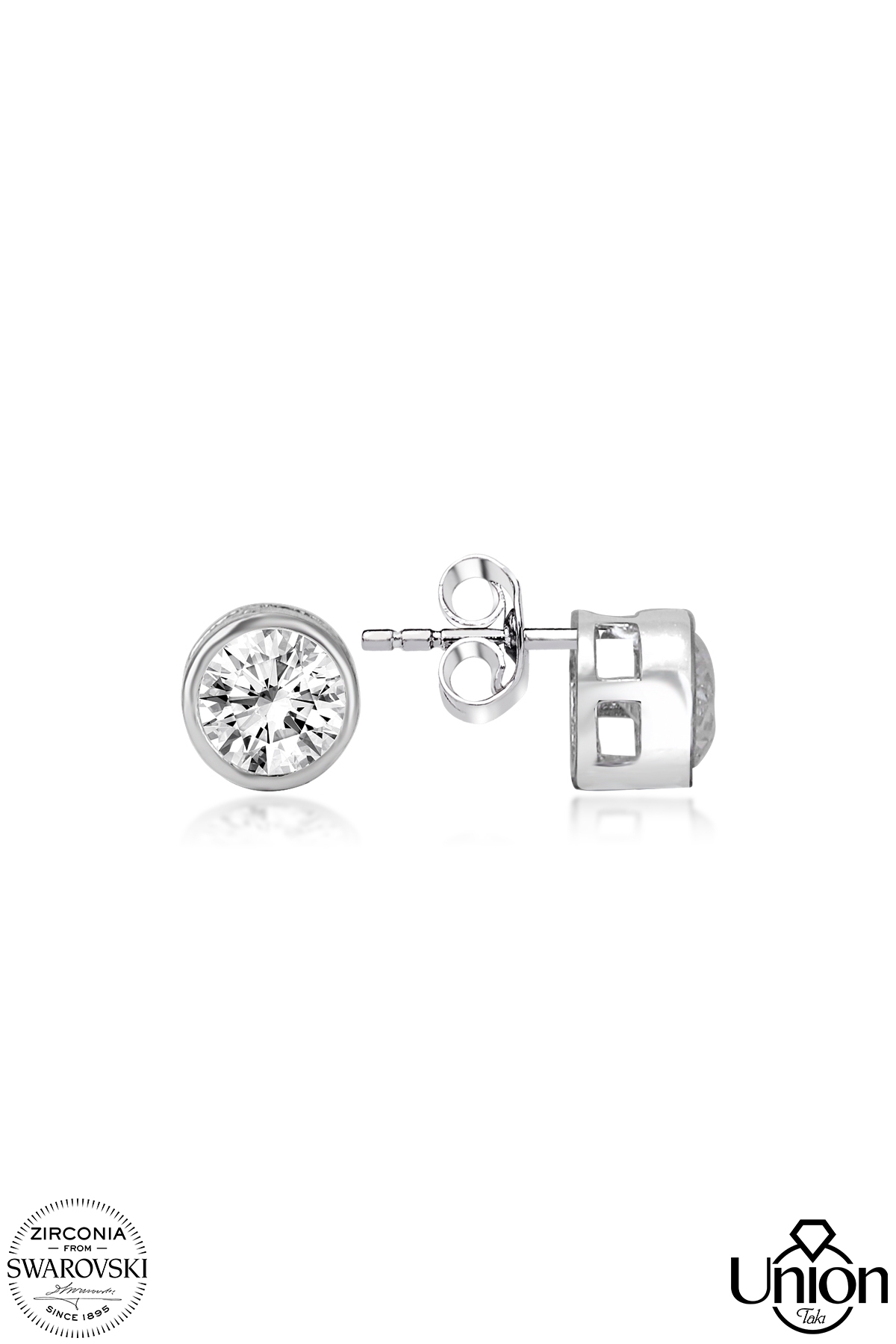 Union Zirconia Kadın Mini Tektaş Gümüş Küpe