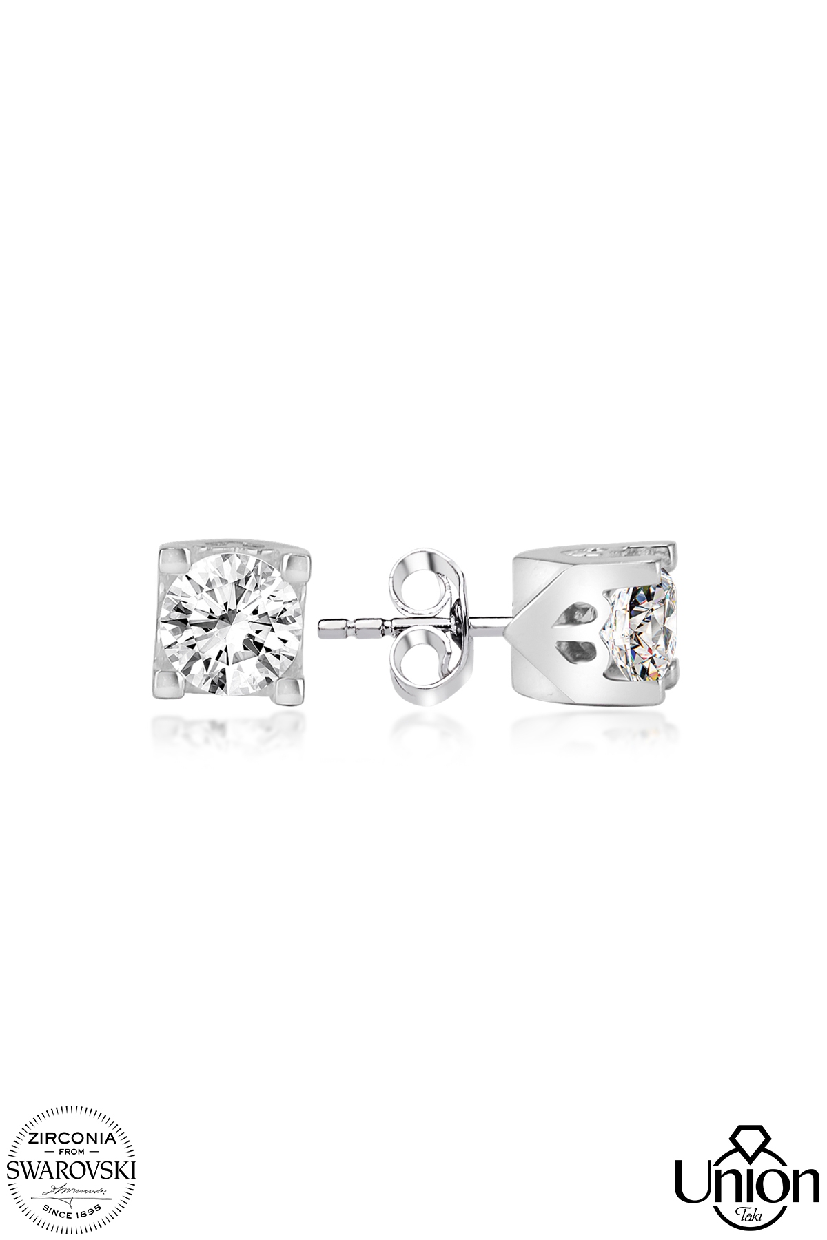 Union Zirconia Kadın 1.12 Karat Pırlanta Montür Tektaş Gümüş Küpe
