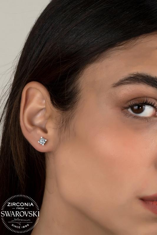 Union Zirconia Kadın 0.92 Karat Tektaş Gümüş Küpe