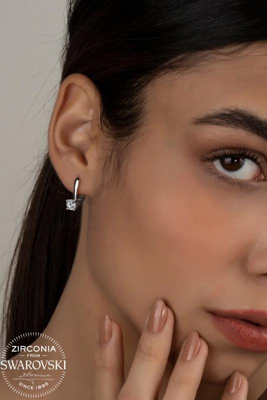 Union Zirconia Kadın 0.92 Karat Pırlanta Montür Tektaş Gümüş Küpe