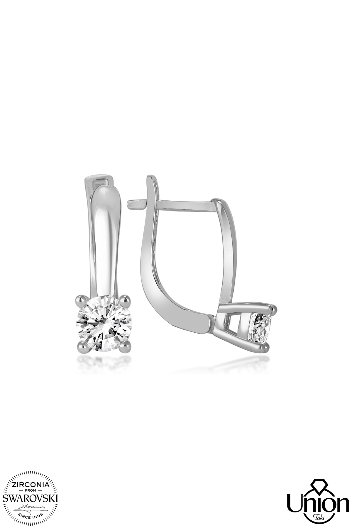 Union Zirconia Kadın 0.92 Karat Pırlanta Montür Tektaş Gümüş Küpe