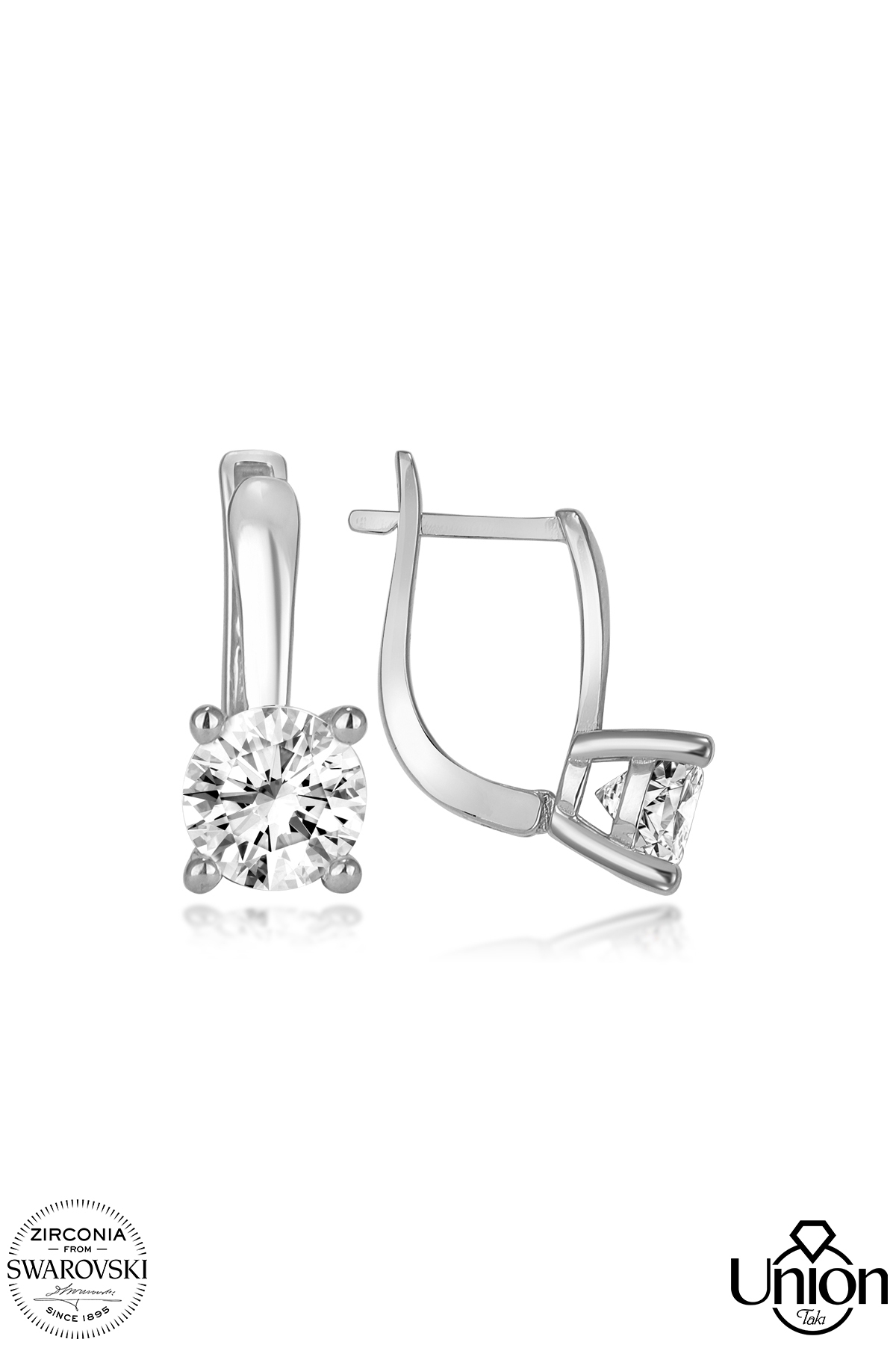 Union Zirconia Kadın 2.56 Karat Pırlanta Montür Tektaş Gümüş Küpe