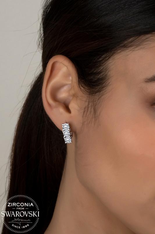 Union Zirconia Kadın Üçtaş Gümüş Küpe
