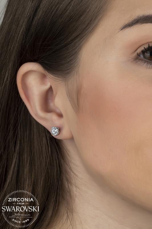Union Zirconia Kadın 1.68 Karat Tektaş Gümüş Küpe