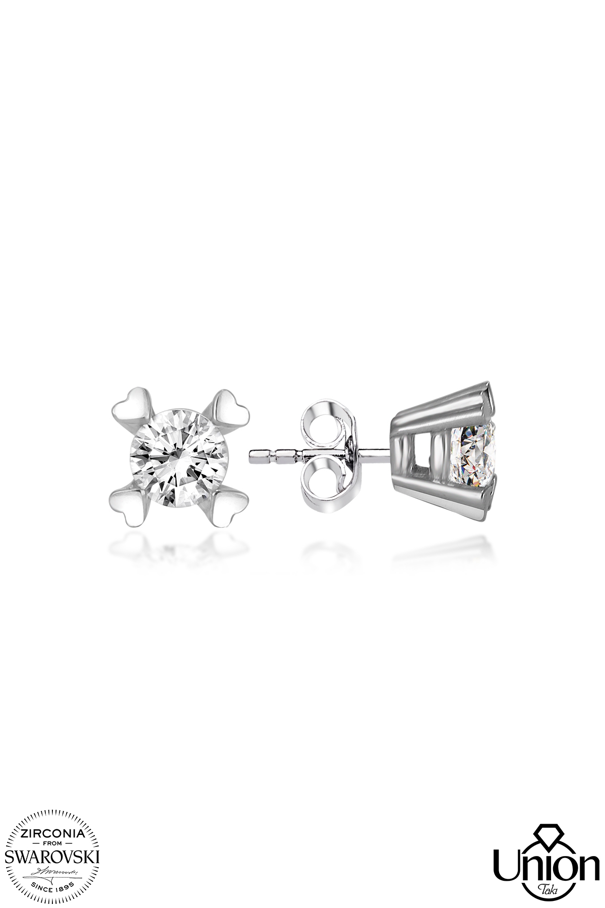 Union Zirconia Kadın 0.92 Karat Tektaş Gümüş Küpe