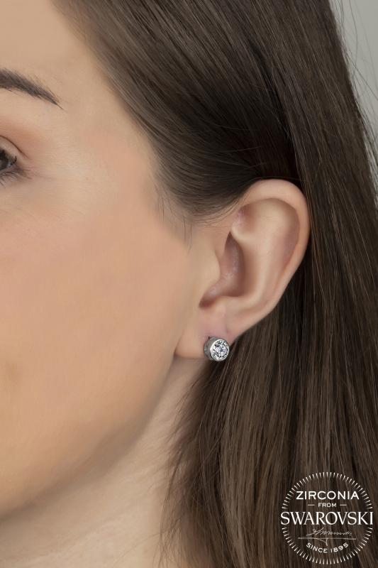 Union Zirconia Kadın 1.48 Karat Tektaş Gümüş Küpe