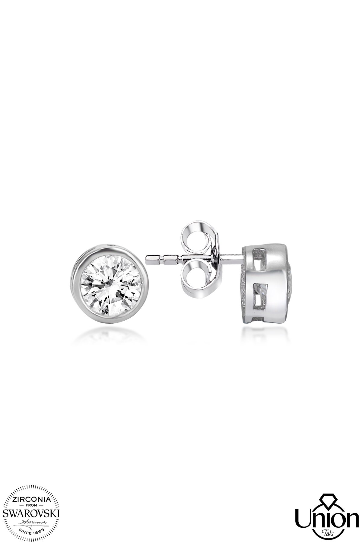 Union Zirconia Kadın 1.48 Karat Tektaş Gümüş Küpe