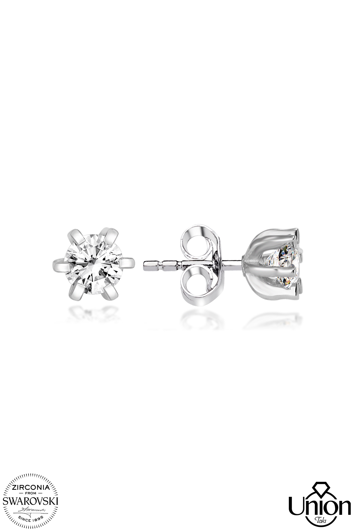 Union Zirconia Kadın 0.92 Karat Tektaş Gümüş Küpe