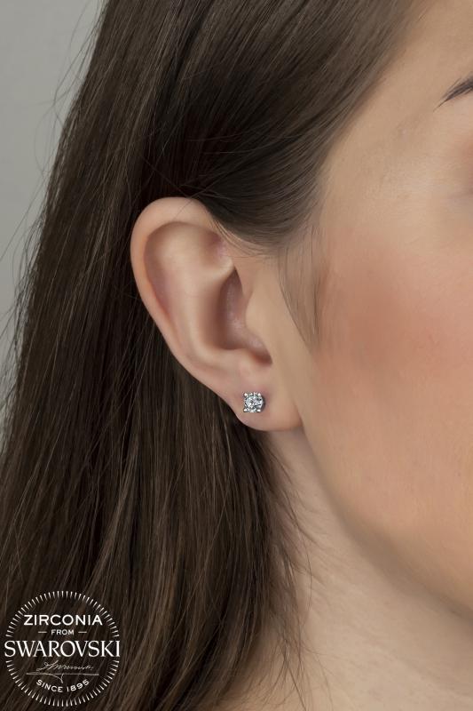Union Zirconia Kadın 0.88 Karat Tektaş Gümüş Küpe